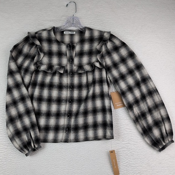 REFORMATION Jeans Aya Top Night Sky Flannel Relaxed Fit Button Down Blouse SZ XS - Picture 1 of 6